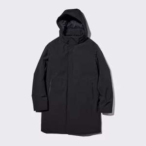 Piumino Piume Ibride Riciclate con Cappuccio Taglio Lungo
